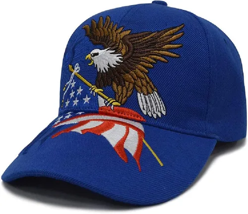 Vista 8 de FLYOUTH - Gorra de béisbol creativa con diseño de águila y bandera de Estados Unidos, gorra bordada con visera