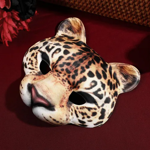 Vista 8 de Amosfun Máscara de leopardo máscara de animal de media cara para adultos