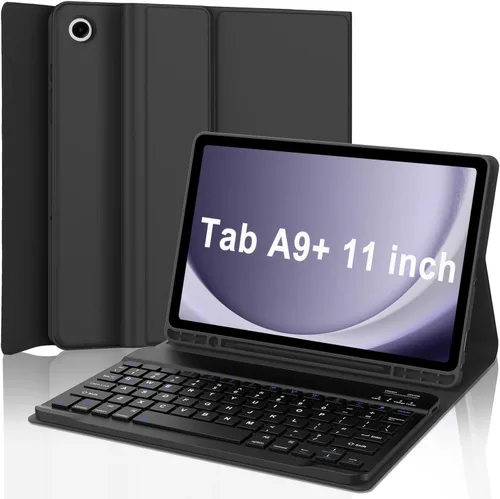 Vista 8 de Funda para Galaxy Tab A9 Plus con teclado 5G de 11 pulgadas 2023 (SM-X210/X216/X218), funda de teclado de tableta desmontable retroiluminada de 7
