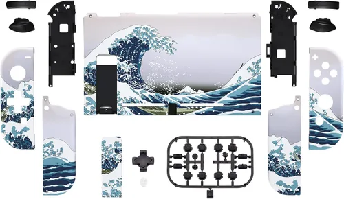 Vista 2 de eXtremeRate Dpad Version - Juego completo personalizado de carcasa para Nintendo Switch placa trasera de repuesto de consola de agarre suave al