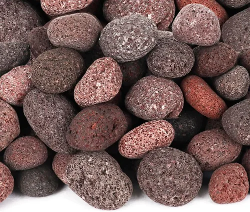 Vista 5 de Lava Rock - Piedras de lava pulidas de 10 libras - Piedras de lava negras y grises de 1 pulgada - Roca volcánica - Rocas de paisajismo - Pequeñas