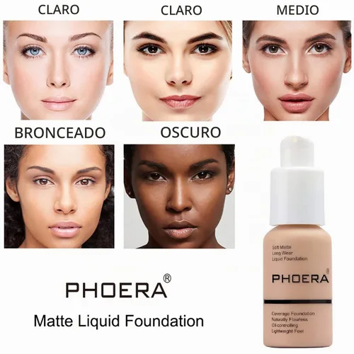Vista 3 de PHOERA - Base líquida mate, maquillaje PHOERA para mujeres, corrector de cobertura completa, base PHOERA, corrector de control de aceite mate de 1.0