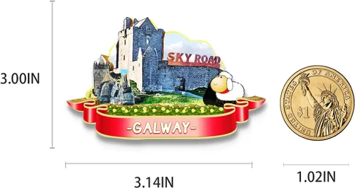 Vista 3 de Imán de Irlanda Galway para nevera de madera 3D, monumentos de viaje, coleccionables, recuerdos, decoración hecha a mano, 2