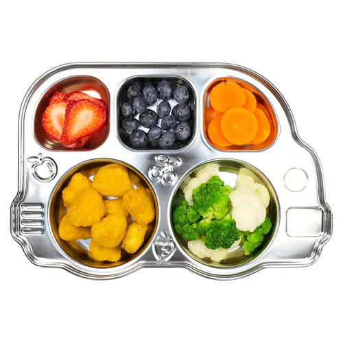 Vista 3 de Innobaby Placa de autobús de acero inoxidable, el original, libre de óxido, placa dividida segura, placa de forma divertida inventada para bebés