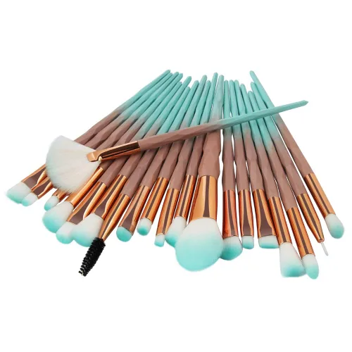 Vista 5 de Juego de 20 brochas de maquillaje de ojos, sombra de ojos, delineador de ojos, corrector de cejas, brochas de mezcla, mango de diamante y cabello