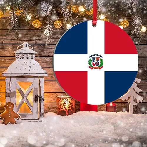 Vista 5 de Adornos de bandera de República Dominicana para árbol de Navidad, bandera nacional de República Dominicana, decoración de árbol de Navidad, recuerdo