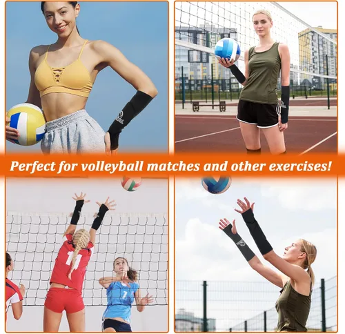 Vista 7 de Tucnoeu Almohadillas para brazos de voleibol con almohadillas protectoras y orificios para el pulgar, protector de muñeca