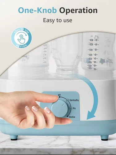 Vista 4 de Grownsy Esterilizador y secador de biberones ajustable 4 en 1 de gran capacidad, capacidad para 8 biberones, esterilizador eléctrico de vapor