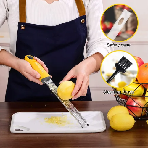 Vista 5 de Dulcicasa Rallador y rallador clásico – Zester de limón profesional de cocina para lima, queso, ajo, jengibre, chocolate, verduras, frutas