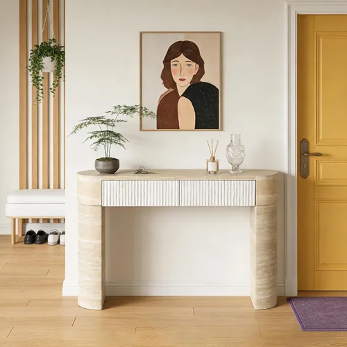 Vista 13 de Mesa consola pequeña de 31.9 pulgadas, estilo retro, estilo campestre, estilo francés, vintage, mesa de entrada, mesa de sofá para sala de estar