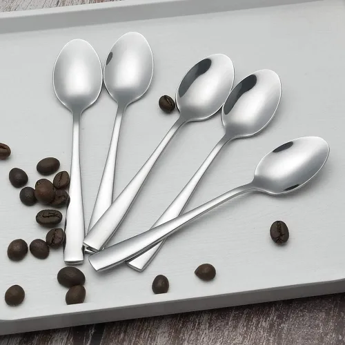 Vista 5 de Asking Cucharas de café Demitasse de 12 piezas, mini cuchara de café, 5.04 pulgadas Cuchara pulida espejo cubiertos, cucharas pequeñas de acero