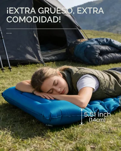 Vista 4 de Covacure - Colchoneta para dormir, colchón inflable de 3.9 pulgadas de grosor con almohada y bomba