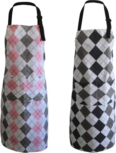 Vista 10 de 12 delantales verdes a granel resistentes a gotas de agua para mujeres y hombres, delantales de cocina con 2 bolsillos (24 x 28 pulgadas, verde)