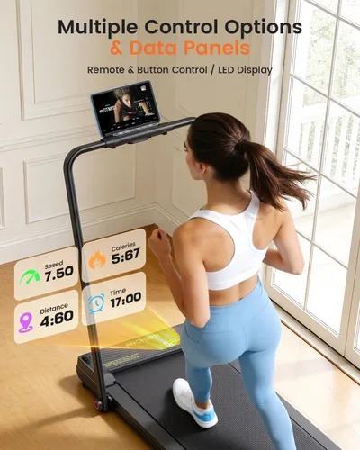Vista 5 de FUNMILY Almohadilla para caminar y correr con inclinación, cintas de correr plegables para oficina en casa, almohadilla portátil para caminar