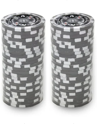 Vista 2 de Brybelly Ace Casino Poker Chip - Compuesto de arcilla pesada de 0.49 oz, paquete de 50