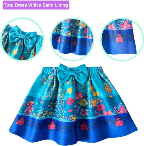 Vista 3 de Tutu and Sian Traje de fiesta de cumpleaños de flores para niña camiseta, vestido tutú, lazo para el pelo y banda de satén