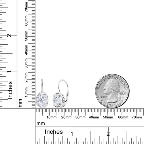 Vista 2 de Gem Stone King Aretes colgantes de moissanita de plata de ley 925 para mujer (4.20 quilates, ovalados de 0.354 x 0.276 in), Metal Gema, Moissanita