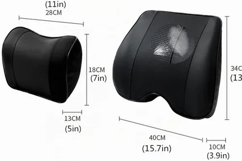 Vista 7 de Kit de almohada lumbar y cuello de automóvil, cojín ergonómico de espuma viscoelástica, alivia la fatiga de conducción, cómodo cuello y espalda Negro
