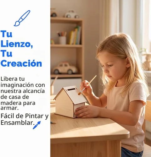 Vista 4 de NUOBESTY Decoración de madera, 5 unidades, hucha de madera, hucha de madera, cabina, monedero, caja de ahorros sin terminar, manualidades