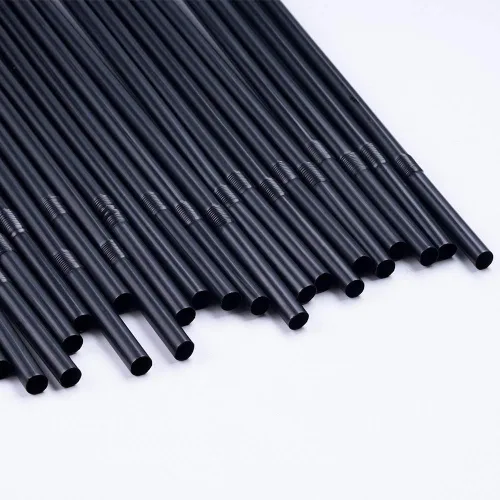 Vista 3 de 500 popotes flexibles de plástico desechables negros (0.23 pulgadas de diámetro y 7.7 pulgadas de largo)