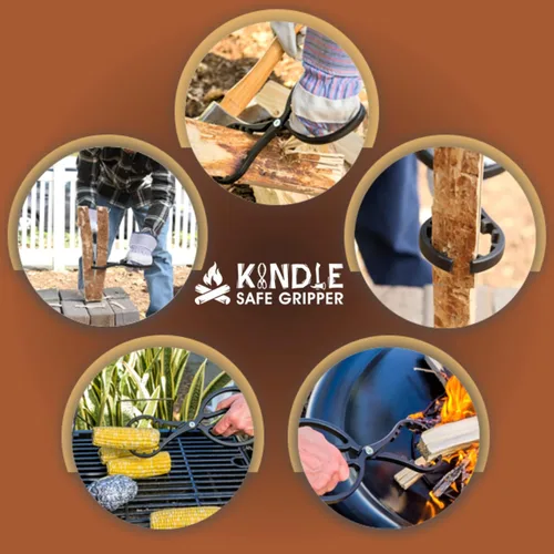 Vista 6 de Herramienta divisora de madera KindleSafe Gripper Soporte de madera para leña que ayuda a prevenir lesiones mientras se divide leña con escotillas