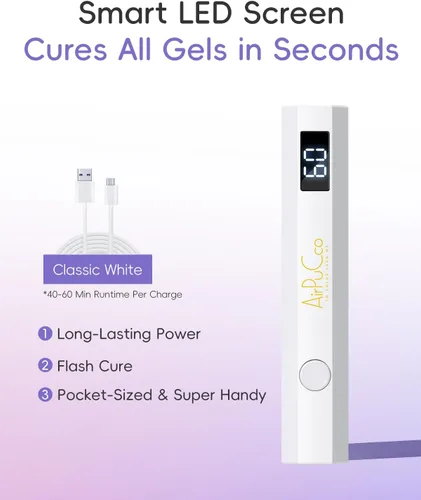 Vista 2 de Luz UV de mano para uñas de gel - Secador de esmalte de gel de mano inalámbrico, mini lámpara de uñas, 2 modos de temporizador y carga rápida USB-C