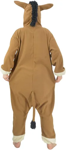 Vista 5 de Pijama unisex de una pieza de burro para adultos, disfraz de animal de felpa para Halloween, Navidad, para mujeres y hombres