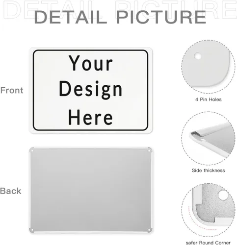 Vista 2 de Letrero de metal personalizado para oficina, negocios, lugar de trabajo, hogar, letreros de entrega para interiores o exteriores Personalizar