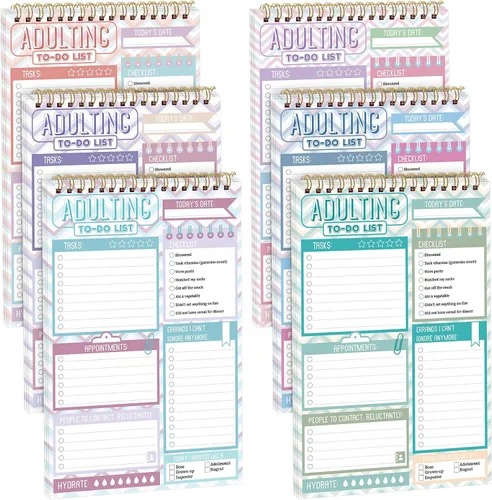 Vista 11 de Glenmal Paquete de 6 Libretas de Tareas Sin Fecha, Libreta de Tareas Diarias, Planificador Diario, 180 Hojas para Adultos, Estudiantes, Oficina
