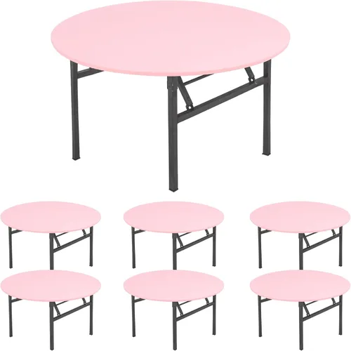Vista 12 de Fivenl Paquete de 6 manteles de elastano para mesas redondas de 5 pies, manteles redondos elásticos ajustables lavables con borde elástico