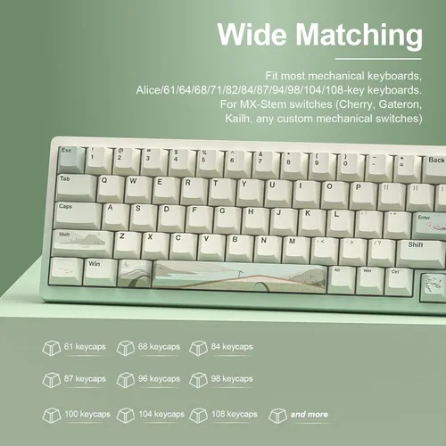 Vista 8 de YUNZII QL75 Wireless Typewriter Retro Mechanical Keyboard(Green, Cocoa Cream V2 Switch),Spring Tea Keycap Cherry(Cherry Profile, Spring Tea)