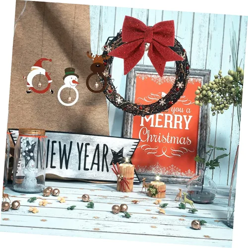 Vista 9 de NOLITOY 1 lazo de Navidad dorado con mariposa roja para decoración de regalo de fiesta de Navidad, lazos de regalo para árbol de Navidad, adornos