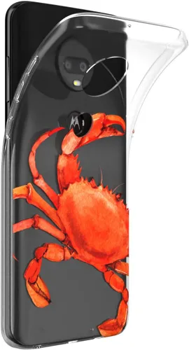 Vista 2 de Mertak Funda para teléfono compatible con Motorola Edge + Moto G9 G8 Plus G7 Play Power Z4 diseño Sea Red TPU Flexible Silicona Delgada Animal Crab