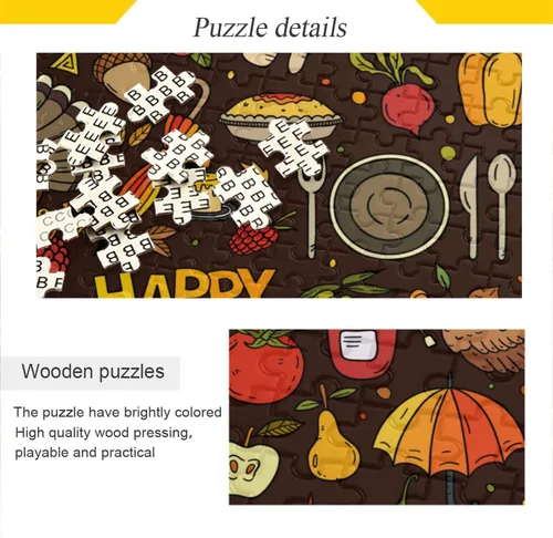 Vista 2 de Kigai Rompecabezas de Feliz Acción de Gracias para adultos, 500 piezas, para adultos y niños, juego de rompecabezas de descompresión ntelectual