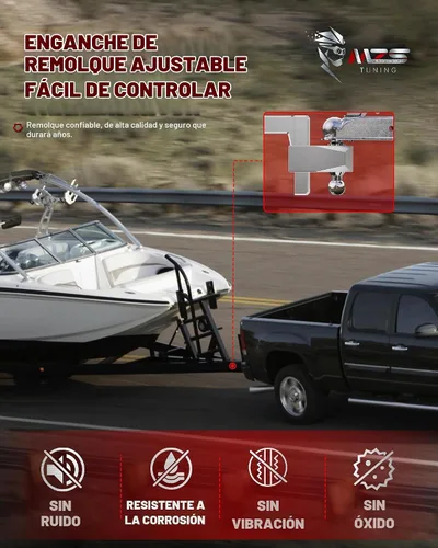 Vista 9 de MZS Enganche de remolque ajustable de aluminio mejorado, se adapta a receptor de 2.5 pulgadas, enganche de remolque de caída resistente con caída