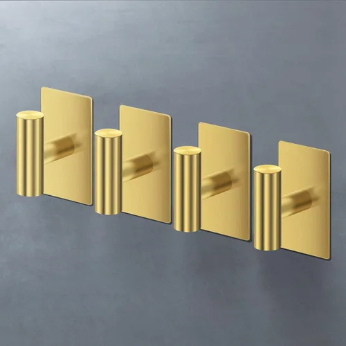 Vista 4 de Ganchos dorados de acero inoxidable para montaje en pared, paquete de 2 ganchos resistentes para colgar abrigos, toallas, batas, ropa, cocina y baño