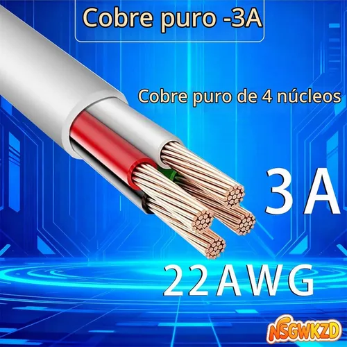 Vista 2 de Cable USB C blanco de 10 pies de largo, cable de carga rápida de 60 W, carga universal y sincronización de datos para dispositivo tipo C