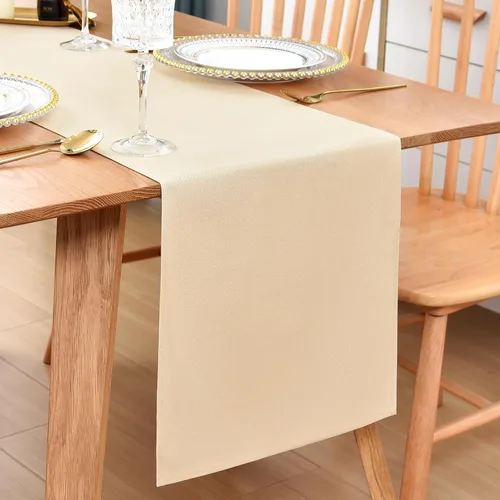 Vista 20 de Camino de Mesa Beige Estilo Granja Caminos de Mesa Pequeños Cortos de 36 Pulgadas Camino de Mesa de Centro para Cómoda Sala de Estar Dormitorio