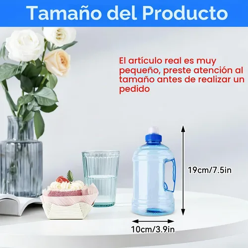 Vista 2 de Cyrank Botella de agua grande, jarra de agua de 1 litro con asa, botella deportiva transparente, reutilizable, de plástico, a prueba de fugas