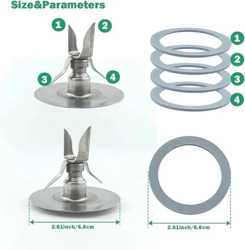 Vista 5 de 2Pcs Blade Blender Compatible With Osterizer Blender- 6 Point 4980 With Rubber Seal Gasket Replacement Parts