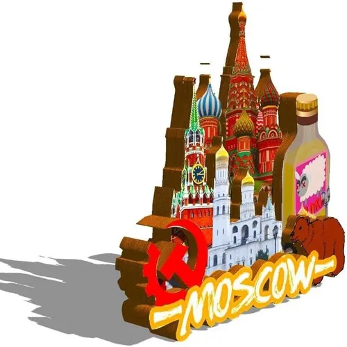 Vista 2 de Rusia Moscú imán de nevera de madera 3D hitos de viaje coleccionables recuerdos decoración hecha a mano-362