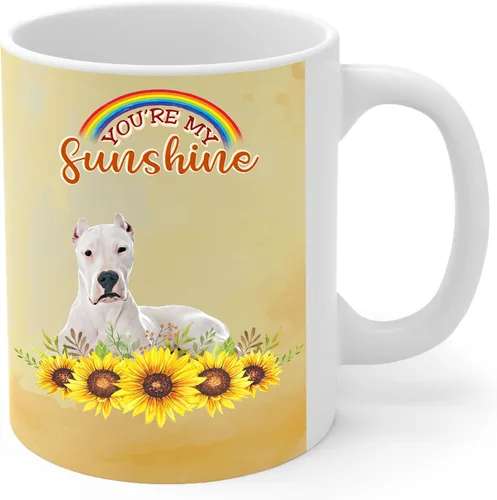 Vista 2 de You Are My Sunshine Lying Dogo - Taza de café con diseño de arcoíris y girasol, taza de té de cerámica blanca, 11 onzas, regalos para propietarios