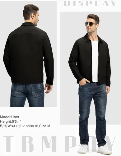 Vista 6 de TBMPOY Chaquetas ligeras para hombre, cortavientos ligeros, con cremallera completa, casual, para trabajo, golf, negocios, otoño, abrigo