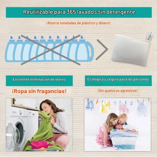 Vista 2 de Detergente ecológico para ropa [fabricado en Japón] Detergente hipoalergénico para ropa para piel sensible, alternativa de detergente natural