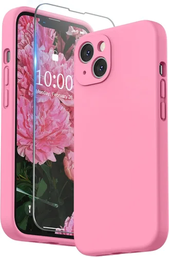 Vista 19 de SURPHY Funda compatible con iPhone 13 con protector de pantalla, (protección de cámara y forro de microfibra suave), funda de teléfono de silicona