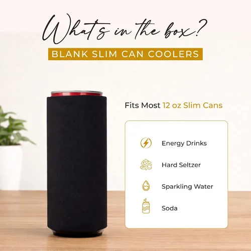 Vista 2 de Paquete de 12 fundas delgadas para enfriar latas, aislantes plegables de neopreno en blanco de 12 onzas, enfriadores de bebidas delgados para Surtido