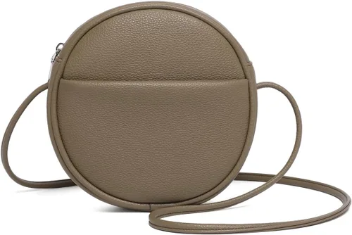 Vista 51 de Bolso circular para mujer, bolso cruzado redondo con cremallera Verde militar/nailon