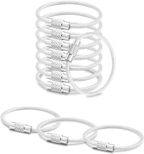 Vista 22 de 100 paquetes de llaveros de cable grandes de 6" con anillo de llavero de metal en masa para etiquetas de equipaje al aire libre (GRUESO: 2MM)