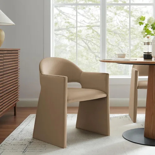Vista 15 de Modway Talia Performance - Sillón de comedor de terciopelo en alabastro, moderna silla de comedor curvada con respaldo abierto, silla de barril