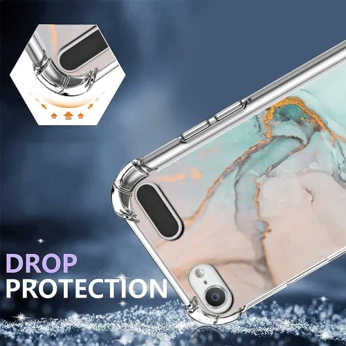 Vista 6 de KANGHAR Funda para iPod Touch 7/6/5, patrón de mármol con protector de pantalla, soporte de anillo de TPU suave, a prueba de golpes, para iPod Touch